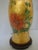 Gorgeous vintage reverse decoupage hurricane glass globe table lamp on a chinoiserie carved wood stand. Entire interior...