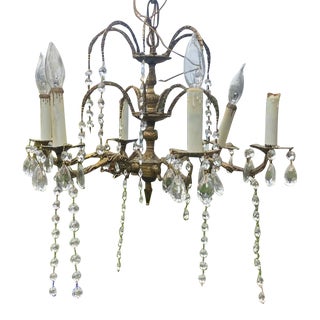 Vintage Late 20th Century Crystal Chandelier Hanging Crystal Prisms For Sale