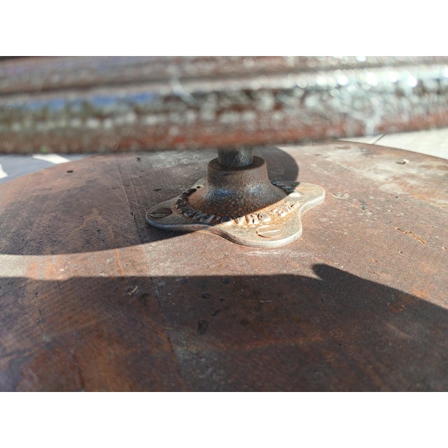 Early 1900s Antique Chas Parker Meriden Ct Mahogany Organ or Piano Stool Iron With Glass Feet For Sale - Image 18 of 18