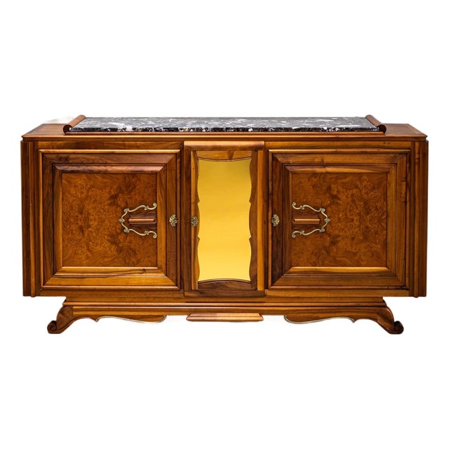 Art Deco Credenza with Marble Top, France, 1930s For Sale