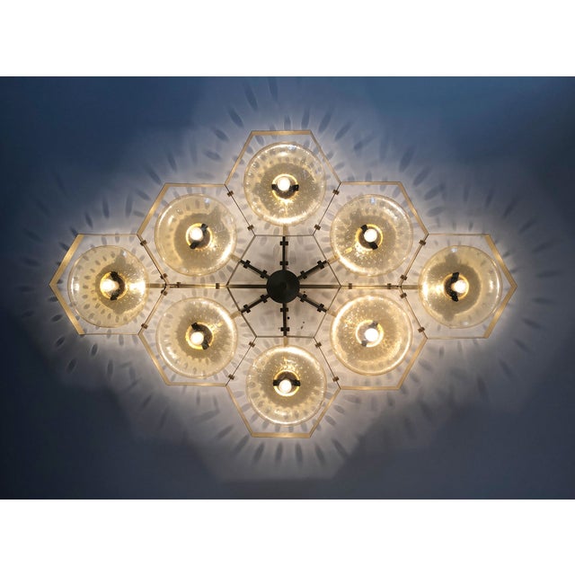 21st Century Hive Satin Brass Amber Bubbles Murano Flush Mount by Fabio LTD For Sale - Image 6 of 10