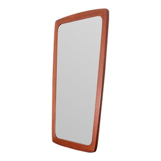 Mid Century Danish Modern Mirror Wall Hanging Bathroom Solid Teak Abstract MCM For Sale