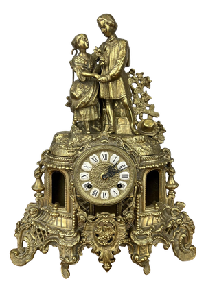 Vintage Brass Figural Mantel Clock