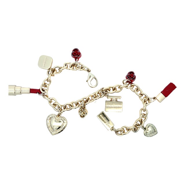 Dolce & Gabbana Gold-Tone Vintage Chunky Multi-Charm Bracelet For Sale