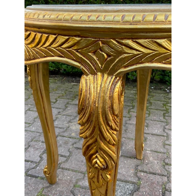 1980s 1980s Artisan Louis XVI Gold Beech Marble Side Table 1pc For Sale - Image 5 of 14