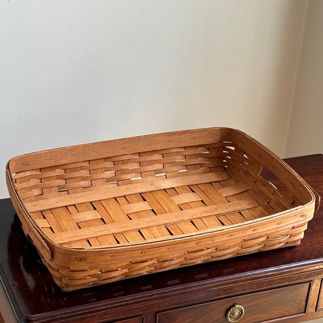 1990s 1992 Handcrafted Longaberger Maple Wood Serving Tray For Sale - Image 5 of 12