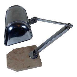 Vintage Chrome Articulated Desk Lamp With Stone Base For Sale