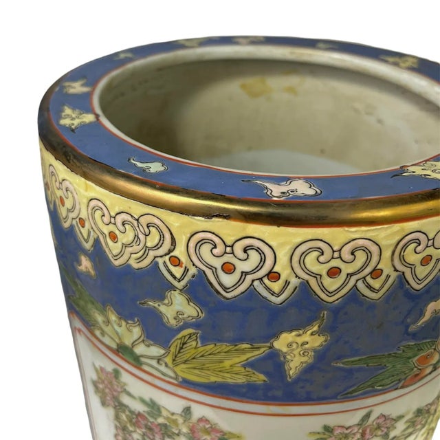 1950s Vintage Chinese Porcelain Umbrella Stand For Sale - Image 5 of 11