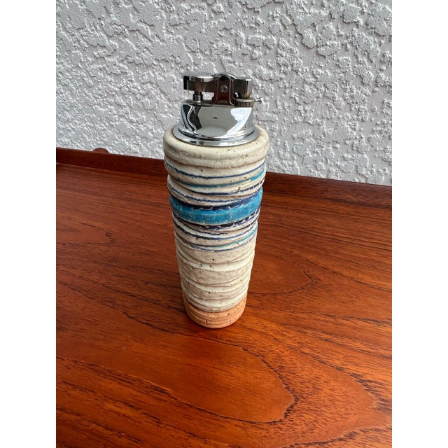 Ivory 1960’s Italian Aldo Londi “Pietra” Vase, Ashtray, & Table Lighter for Bitossi - Set of 3 For Sale - Image 8 of 10