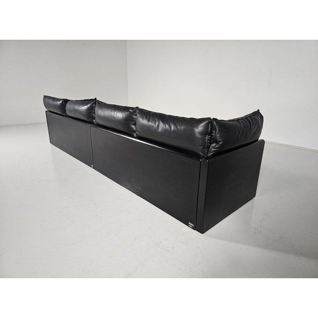 Down Sofa in Black Leather by Carlo Bartoli for Rossi di Albizzate, 1970s, Set of 2 For Sale - Image 9 of 14