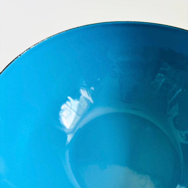 Metal Krenit Denmark 8" Blue Enamel Bowl by Herbert Krenchel For Sale - Image 7 of 10