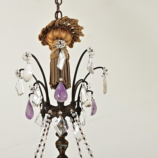 19th Century 19th Century French Rock Crystal and Amethyst Chandelier For Sale - Image 5 of 16
