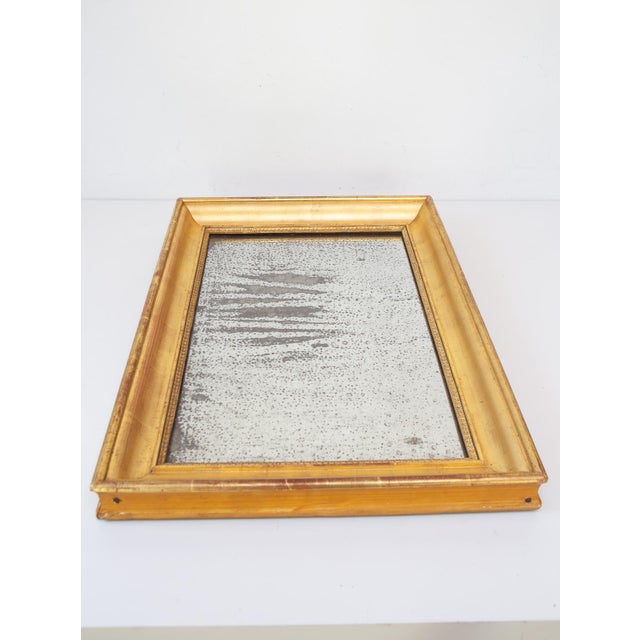 Glass Antique Louis Philippe Rectangular Gilt Wood and Mercury Glass Mirror, 1830s For Sale - Image 7 of 9