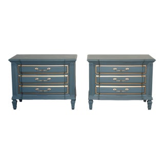 Mid Century Green Painted Nightstands, a Pair For Sale