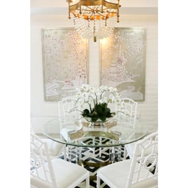 Chelsea House Inc Hand Painted Silver Leaf Wood Panel With Gold Chinoiserie Design – Left Panel For Sale - Image 4 of 4