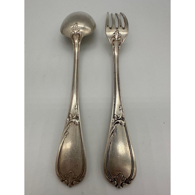 19th Century French l'Alfénide Christofle/Charles Halphen Silver-Plate Flatware With Ladle For Sale - Image 10 of 18