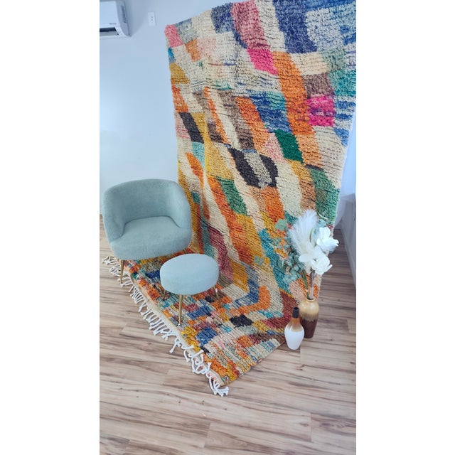 Textile Handmade Moroccan Boujaad Rug, Rainbow Diagonal Chevron, 9' X 6'4" For Sale - Image 7 of 16
