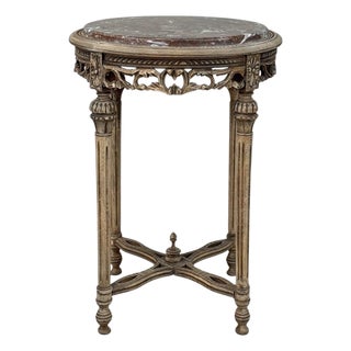 Antique French Louis XVI Stripped Marble Top Occasional Table For Sale