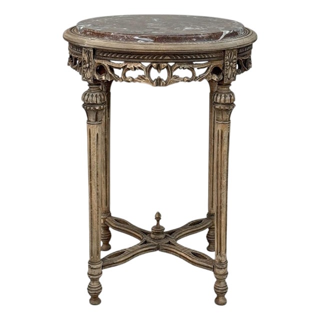 Antique French Louis XVI Stripped Marble Top Occasional Table For Sale