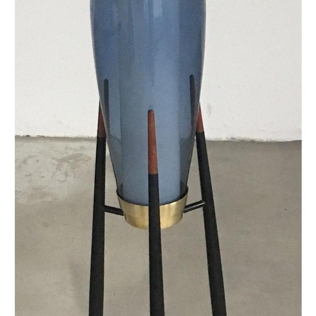 1950s Rocket Floor Lamps in Hand Blown Opal Glass by Svend Aage Holm Sørensen, 1950s, Set of 2 For Sale - Image 5 of 9