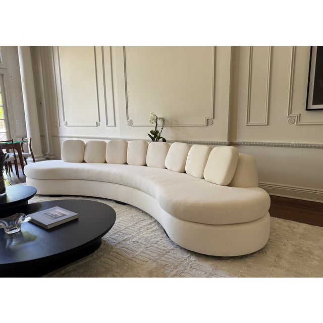 Contemporary Custom Contemporary Off-White Curved Sofa For Sale - Image 3 of 7