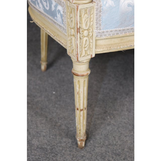 Pair French Louis XV Style Blue Upholstered Bergères Chairs Attr to Jansen For Sale - Image 15 of 17