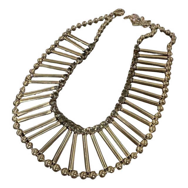 21st Century Art Deco Style Brass and Rhinostones Choker by Coppola E Toppo For Sale
