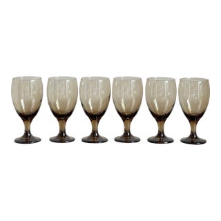 Mid-20th Century Libbey Mocha Glass Goblets — Set of 6 For Sale