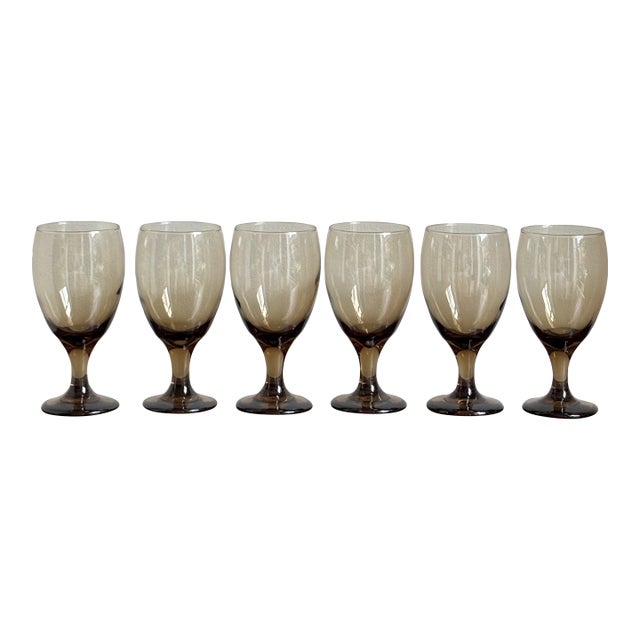 Mid-20th Century Libbey Mocha Glass Goblets — Set of 6 For Sale