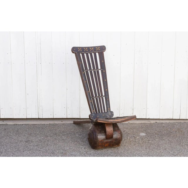 Tribal Wood & Metal Tribal Wheel Chair For Sale - Image 3 of 13