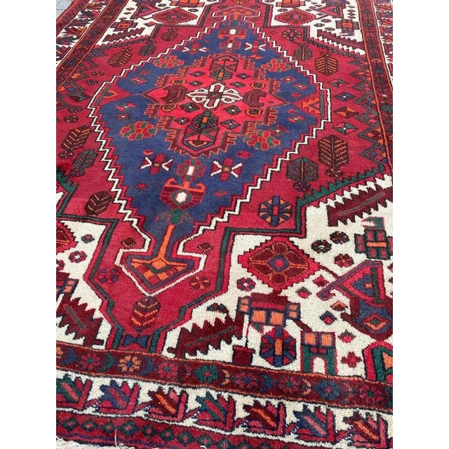 Red Vintage Rustic Wool Hamadan Rug, 1950s For Sale - Image 8 of 18