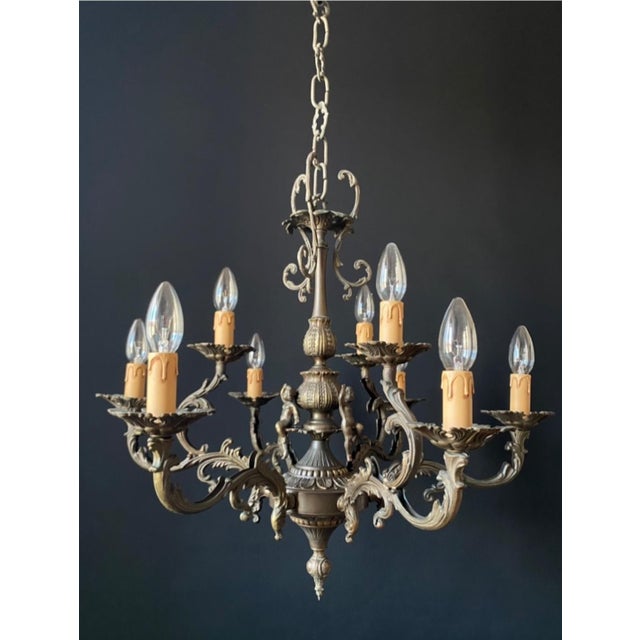 Vintage Bronze Chandelier, 1960s For Sale - Image 12 of 12