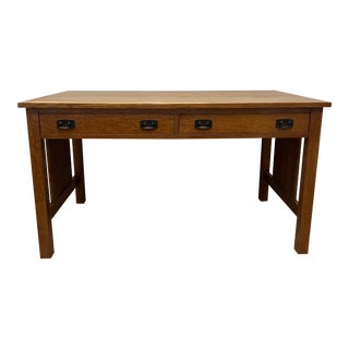Stickley Mission Oak Spindle Computer Work Table / Desk For Sale