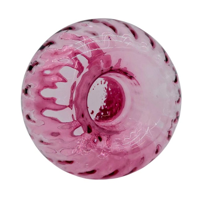 Glass Vintage Pilgrim Optic Plum Candle Vase - Upside Down Design - 5.5" Hand Blown For Sale - Image 7 of 7