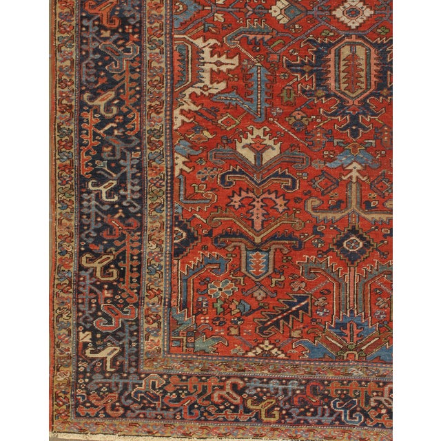 Textile Vintage Shabby Chic Red Heriz Area Rug 7'4 X 10'8 For Sale - Image 7 of 8