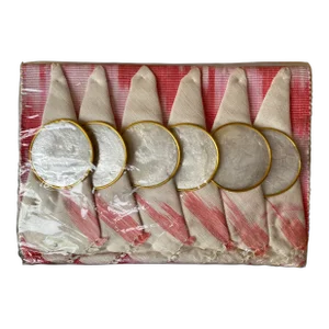 Vintage Capiz Shell Coasters With Napkins and Placemat Set- 18 Pieces