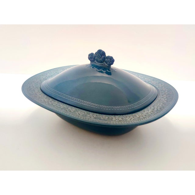 Vintage Italian Margherita Centerpiece in Blue Earthenware attributed to A. Campi for Laveno, 1965 For Sale - Image 16 of 16