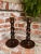 Victorian Pair Set Antique English Oak Open Barley Twist Candlesticks Candle Holder Brass For Sale - Image 3 of 12