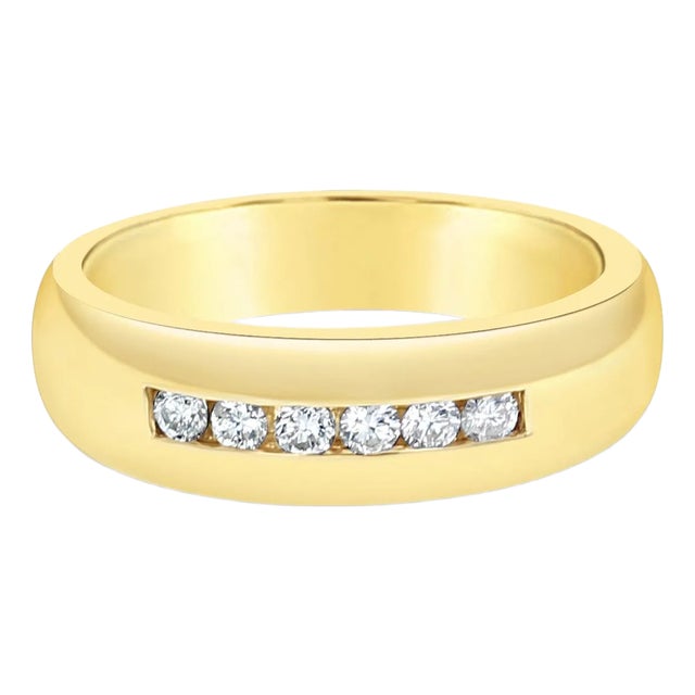 Round Channel Set Diamond Wedding Band, Size 12 For Sale