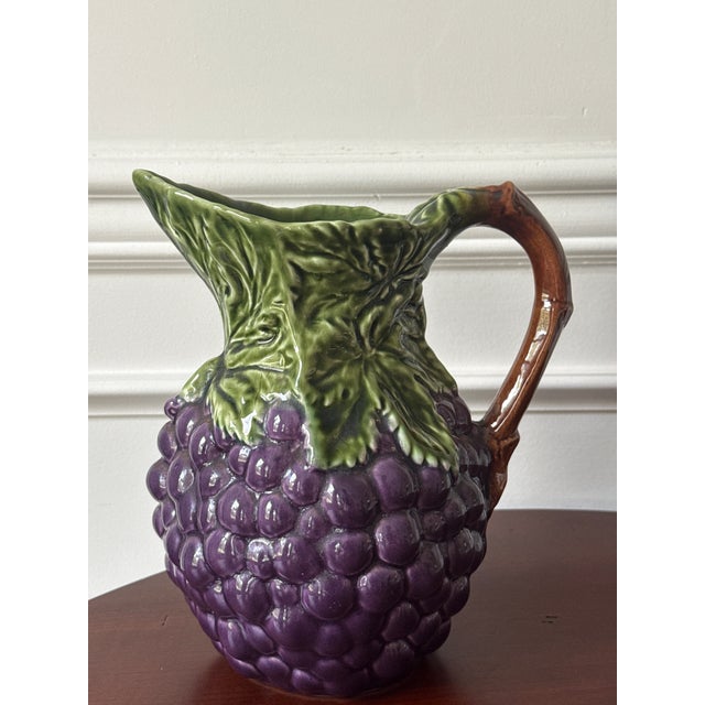 Ceramic Vintage Ceramic Grape Pitcher For Sale - Image 7 of 8