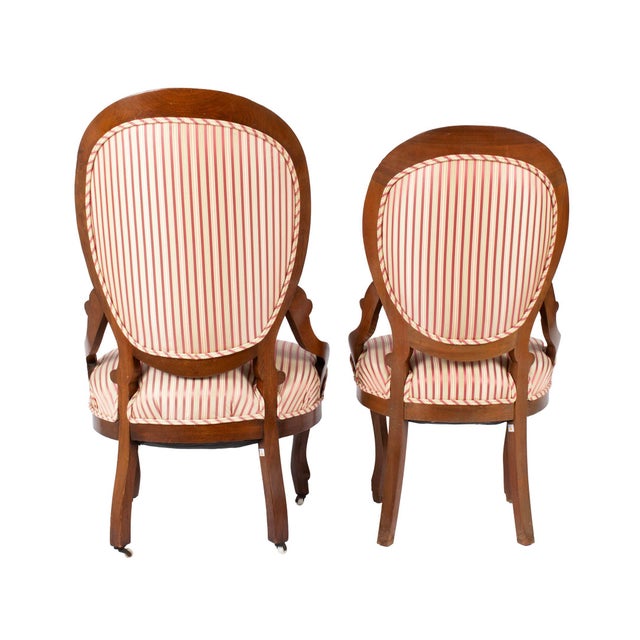 French Mid 19th Century French Antique Mahogany Parlor Chairs With New Upholstery For Sale - Image 3 of 6