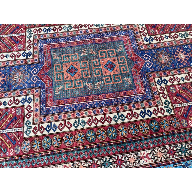 Vintage Kazak Wool Rug, Red Star Medallion For Sale - Image 6 of 11
