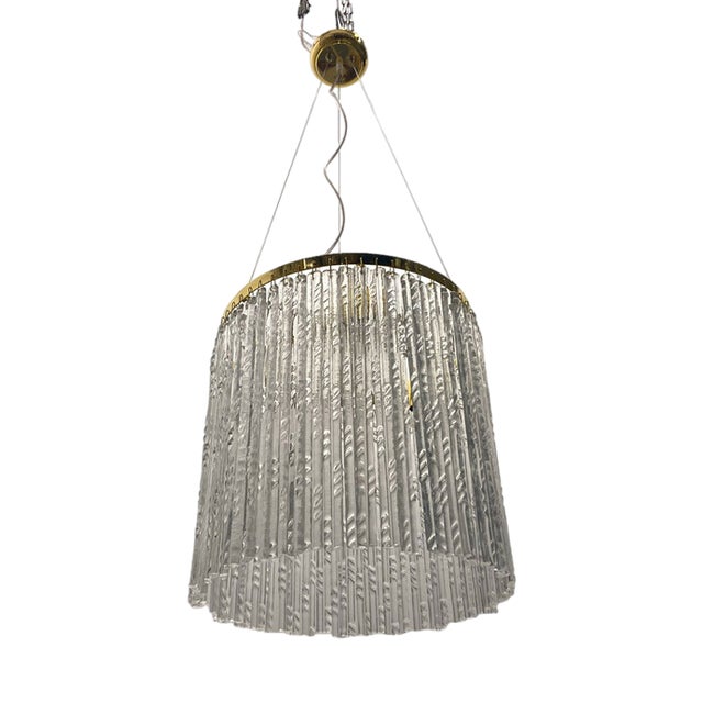 Murano Glass Rod Brass Light Pendant, 1980s For Sale