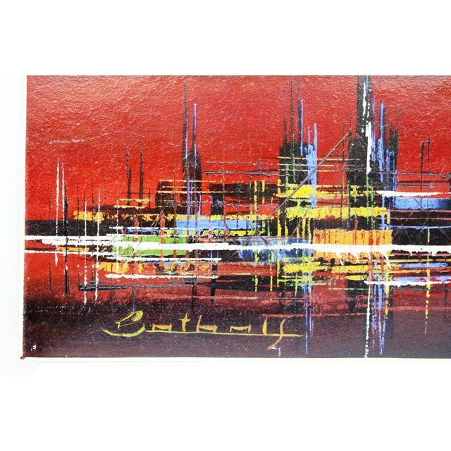 Skyline Acrylic Painting, 1970s For Sale - Image 10 of 14