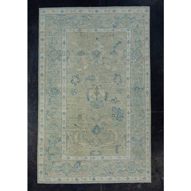 Brown Turkish Oushak Rug 4' x 6'4" #17771 For Sale - Image 8 of 8
