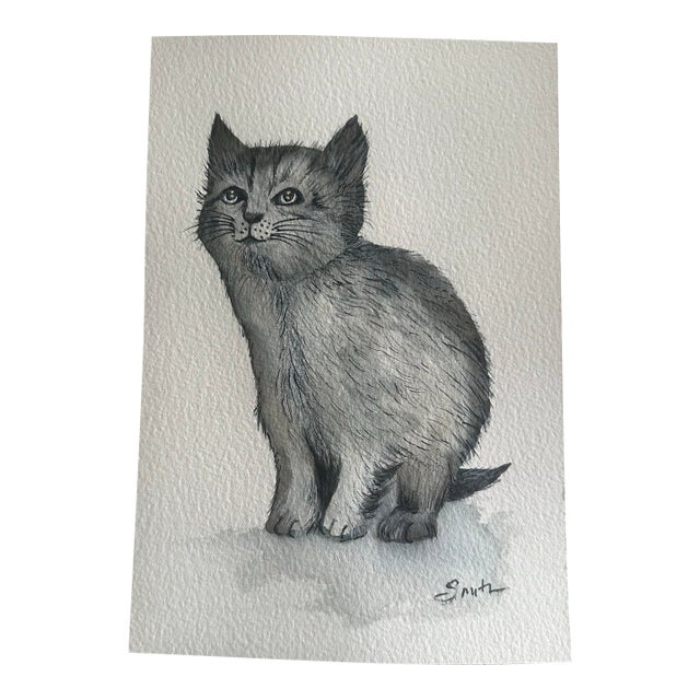 “Smoky” Original Watercolor Painting by Nancy Smith For Sale