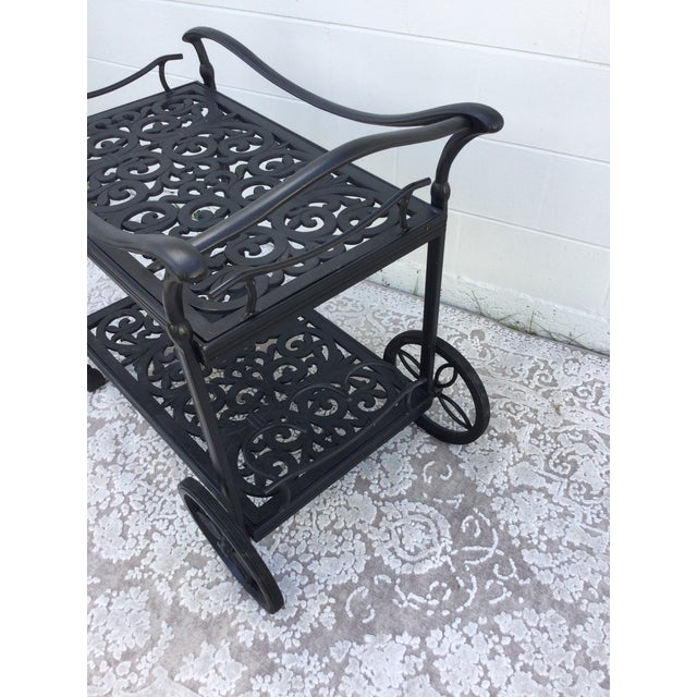 1990s Vintage Cast Aluminum Outdoor Serving Cart For Sale - Image 4 of 10