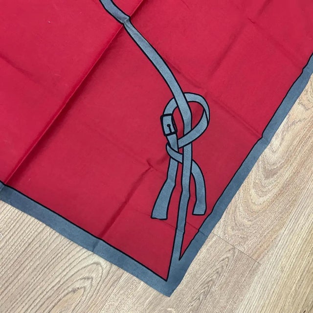 Modern 1980s Iconic Italian Red and Gray Silk Scarf by Roberta Di Camerino For Sale - Image 3 of 7