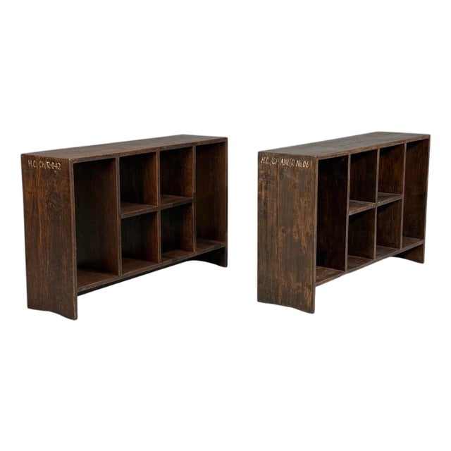 Pierre Jeanneret, 6-Hole File Racks or Bookcases, Teak, Chandigarh, 1960s For Sale