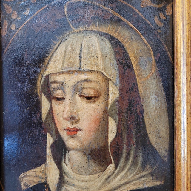 Gold Veronica of the Virgin, 1800s, Oil on Panel For Sale - Image 8 of 14